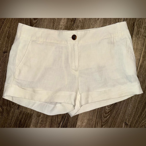 J. Crew Pants - J. Crew Baird McNutt Linen Women's white cuffed linen shorts size 12